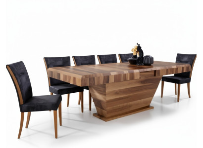 Mesa + 6 sillas Set conjunto Tapizado 7 piezas Nuevo Diseñador Madera Comedor Sala de estar Conjunto