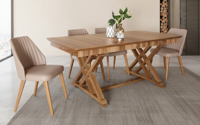 Juego de mesa con 6 sillas de respaldo alto de lujo, conjunto completo de 7 piezas para comedor.
