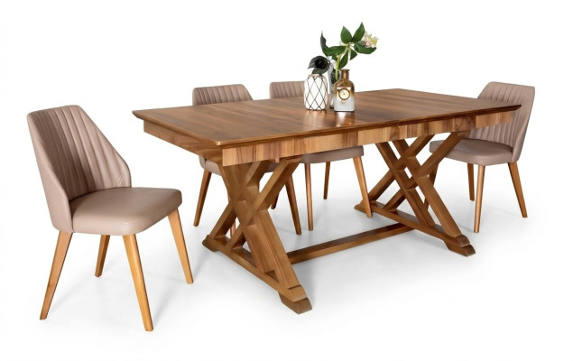 Juego de mesa con 6 sillas de respaldo alto de lujo, conjunto completo de 7 piezas para comedor.
