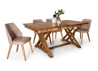 Juego de mesa con 6 sillas de respaldo alto de lujo, conjunto completo de 7 piezas para comedor.