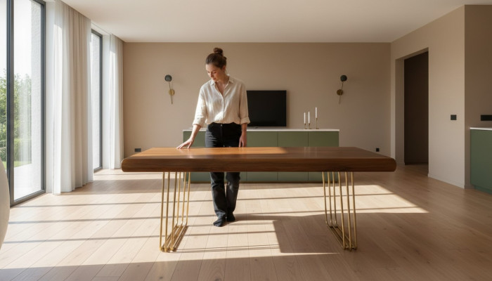 Mesa de comedor de madera en estilo italiano, mesas de comedor de lujo.