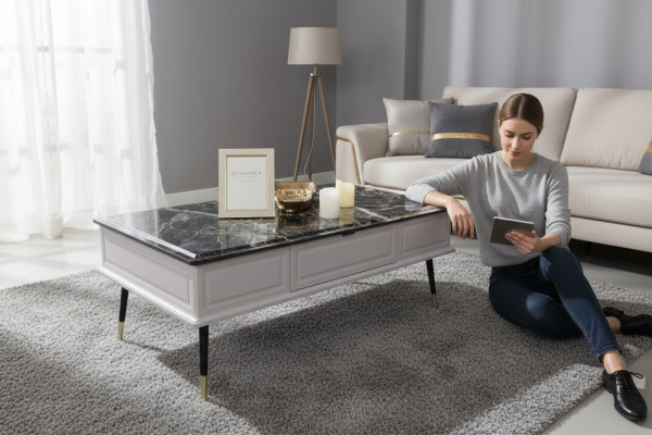 Mesa de centro de sala de estar aspecto piedra mesa mesa auxiliar sofá mesas sala de estar