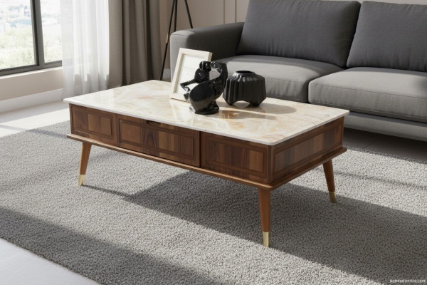 Diseño de mesa de café de sala de estar en óptica de piedra Mesa Mesa auxiliar Tablas 160x68cm