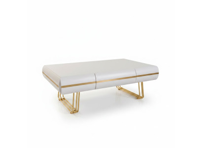 Mesa de centro Mesa Mesa auxiliar Sala de estar Mesa auxiliar Mesas modernas blancas y doradas.