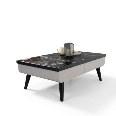 Mesa de centro auxiliar de sala de estar de madera estilo italiano gris.