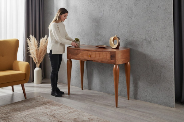Aparador Mesa auxiliar de madera Mesas auxiliares Mesa de pared Consola Muebles Consolas Marrón
