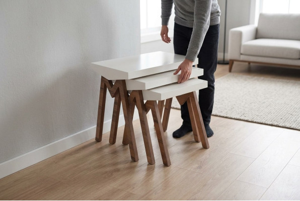 Soporte para flores Mesas auxiliares Mesas de madera Set Mesa auxiliar Mesa Mesa de centro 3 piezas.