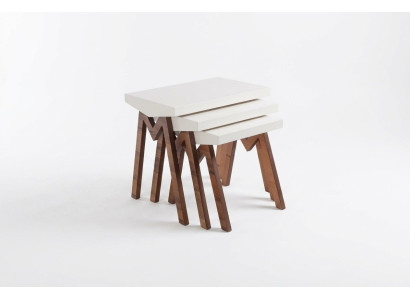 Soporte para flores Mesas auxiliares Mesas de madera Set Mesa auxiliar Mesa Mesa de centro 3 piezas.