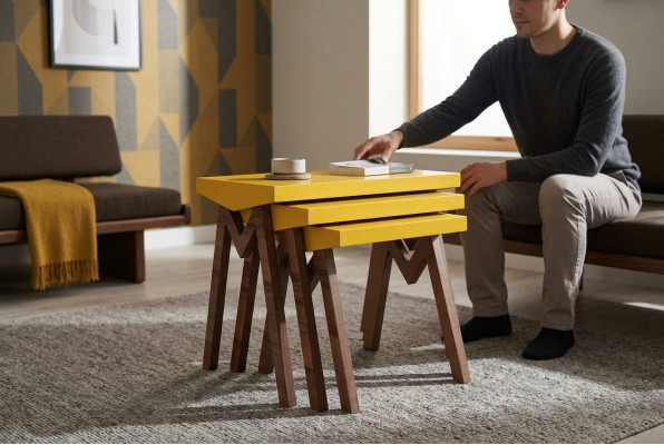 Mesa de café Mesa auxiliar Mesas Mesa de salón Mesas de madera Juego de 3 piezas.