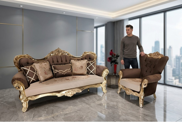 Conjunto clásico de sofá Sofá Muebles de sala de estar 3+1 Sofá de asientos