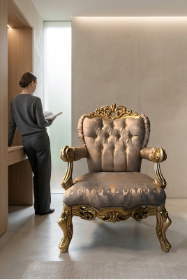 Sillón de lujo tapizado diseñador textil de 1 plaza mueble nuevo