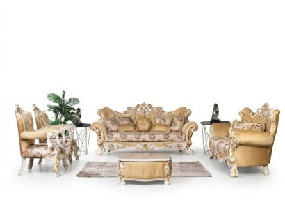 Conjunto clásico de sofá 4 piezas Set Barroco Rococó Muebles de lujo Sofá de salón