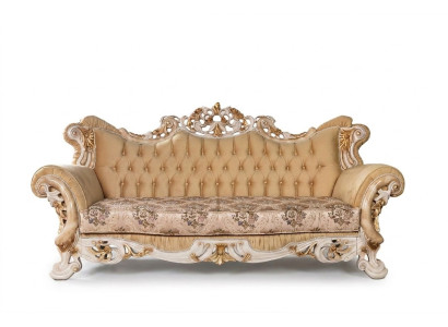 Chesterfield sofá barroco de tres plazas, mueble sofá tela beige