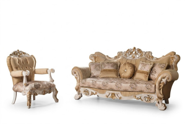 Sala de estar, sofá de lujo beige, conjunto de sofás, sofás, sillón 3+1 plazas, diseño de tela.