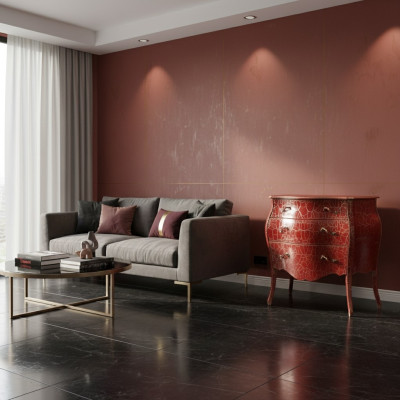 Mueble italiano Rojo Cómoda con cajones Aparador Cómodas Madera Nueva