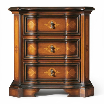 Mesa auxiliar clásica de noche en diseño marrón, cómoda de noche, mesita de noche, muebles.
