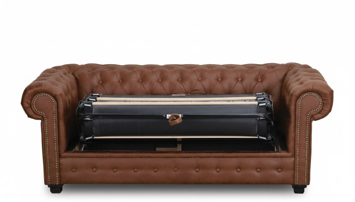 Sofá cama Chesterfield con función de cama sofá tapizado en muebles de sofá.