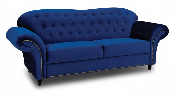 Sofá de tres plazas tela Azul Sofá Acolchado Muebles Decoración Sofás Sofás