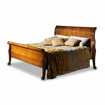 Cama Marrón Dormitorio Muebles de madera Diseño textil Hotel Camas Estilo art déco Nuevo