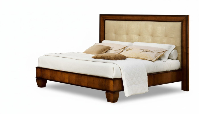 Cama marrón dormitorio muebles de madera textil diseño estilo Art déco clásico Nuevo