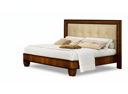 Cama marrón dormitorio muebles de madera textil diseño estilo Art déco clásico Nuevo