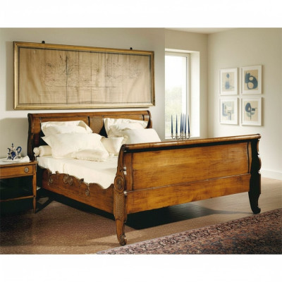 Cama Camas Cama doble Dormitorio Madera Tapizado Marrón Camas dobles Nuevo