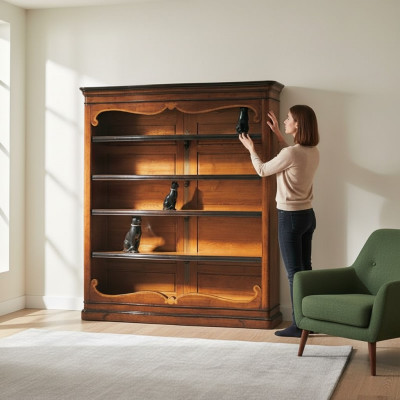 Mueble de estantería masivo de madera en Italia, muebles armarios estantes nuevos.