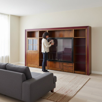 Montaje del armario estantería vitrina vitrinas sala de estar gabinete cristal construcción de madera