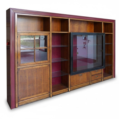 Montaje del armario estantería vitrina vitrinas sala de estar gabinete cristal construcción de madera