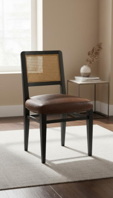 Silla de comedor de lujo, sillas Art déco de cuero diseño de madera silla Muebles italianos.