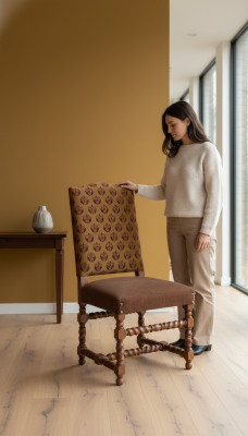 Sillas de comedor diseño de lujo Silla de respaldo de madera maciza Silla de madera Muebles italianos