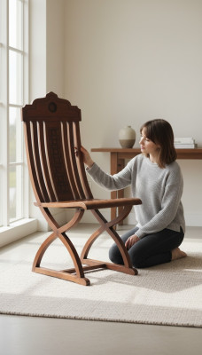 Comedor de madera maciza Lounge Sillón tapizado de madera Nuevo sillón rústico silla 1x