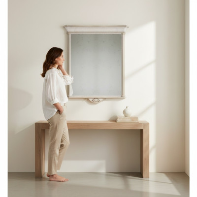 Marco de espejo clásico Beige Espejo de pared Muebles de estilo italiano