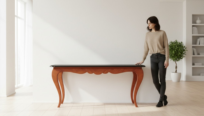 Mesa de comedor de madera de lujo, diseño mega mesa nueva, mesa de comedor marrón.