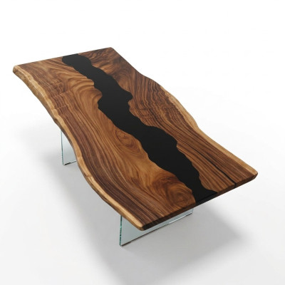 Mesa de resina epoxi Mesa de comedor de madera maciza Real Tablas 183x90 Mesa de río