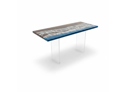 Mesa de comedor moderna con resina epoxi, mesa de diseño de muebles epoxídicos 121x51cm.