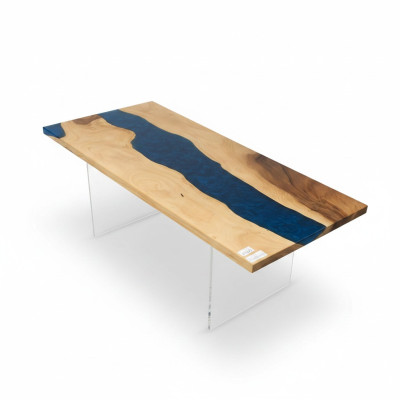 Mesa de comedor River Table Madera real Mesa de río Maciza Resina epoxi Mesas 181x81 Nueva
