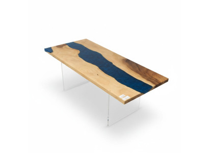Mesa de comedor River Table Madera real Mesa de río Maciza Resina epoxi Mesas 181x81 Nueva