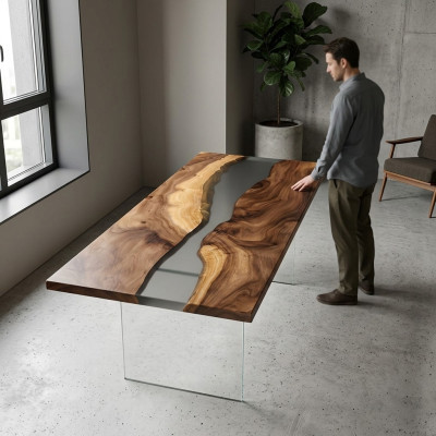 Diseño de mesa Muebles modernos de río marino Mesa de comedor Mesas de resina epoxi Océano