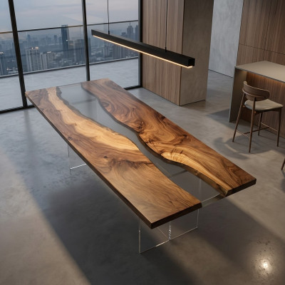 Diseño de mesa Muebles modernos de río marino Mesa de comedor Mesas de resina epoxi Océano