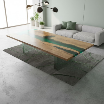 mesa mesa de comedor mesas resina epoxi muebles de diseño macizos 200x91 madera real epoxi