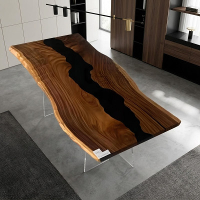 Resina epoxi Mesa de río Madera real Negra Agua Mesa de agua Muebles de resina epoxi Nuevos
