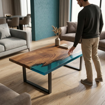 Epoxidharz Mesa de comedor River Table 200x90 Nueva Madera real Mesas Macizas Mesa de río