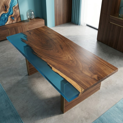 Epoxidharz Mesa de comedor River Table 200x90 Nueva Madera real Mesas Macizas Mesa de río