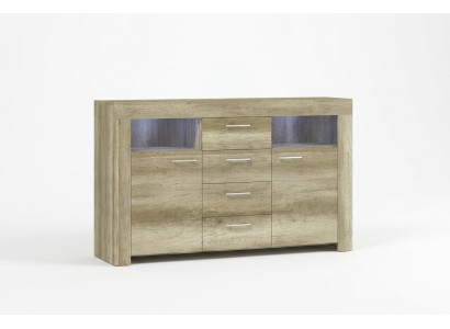 Cómoda SK155 Cómoda Aparador Armario 2 puertas MDF Madera Armario 4 cajones