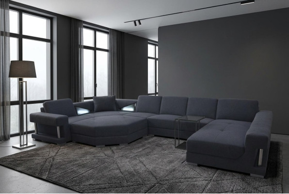 Sofá de esquina de tela con almohadones para la sala de estar, juego de sofás, sofá de esquina, sofá, sofás + USB