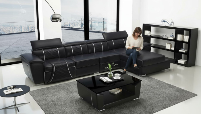 Sofá esquinero en forma de L Sofá Sofá Diseño Sofá Tela Cuero Moderno Relax Automático Nuevo