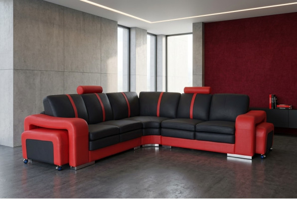 Sofá de esquina moderno con almohadones, sofá de esquina + conjunto de sala de estar USB