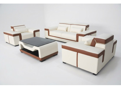 Conjunto completo 3+2+1 + mesa de centro sofá sillón de cuero grupo de asientos conjunto de sofás + USB