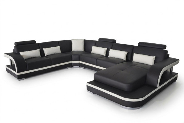 Sofá moderno conjunto de esquina sofá de cuero acolchado paisaje de sala USB